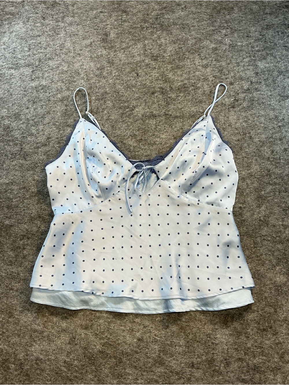 Abercrombie & Fitch Reversible Polka Dot Lace-Trim Cami Top Satin Size XL